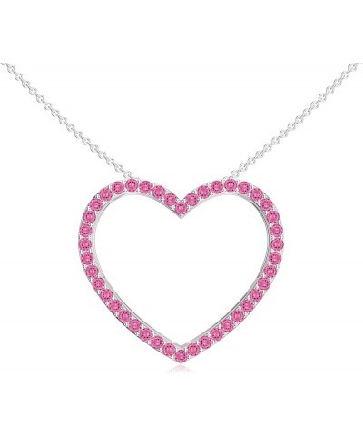 Natural Gemstone Heart Shaped Pendant for Women in Sterling Silver / 14K Solid Gold/Platinum Platinum Pink Sapphire $33.28 Ne...