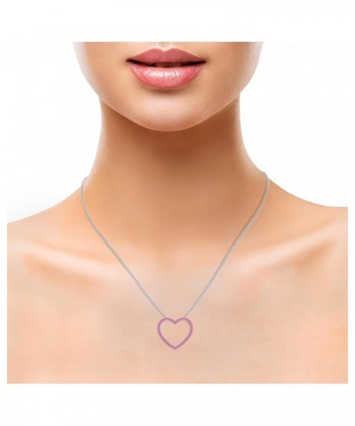 Natural Gemstone Heart Shaped Pendant for Women in Sterling Silver / 14K Solid Gold/Platinum Platinum Pink Sapphire $33.28 Ne...