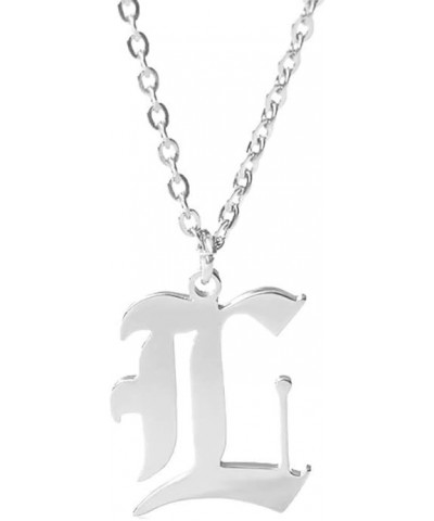 Old English Font Initial Letter Necklace Stainless Steel Alphabet Pendant Birthday Gift for Women MZ-NE-Silver--L $11.26 Neck...