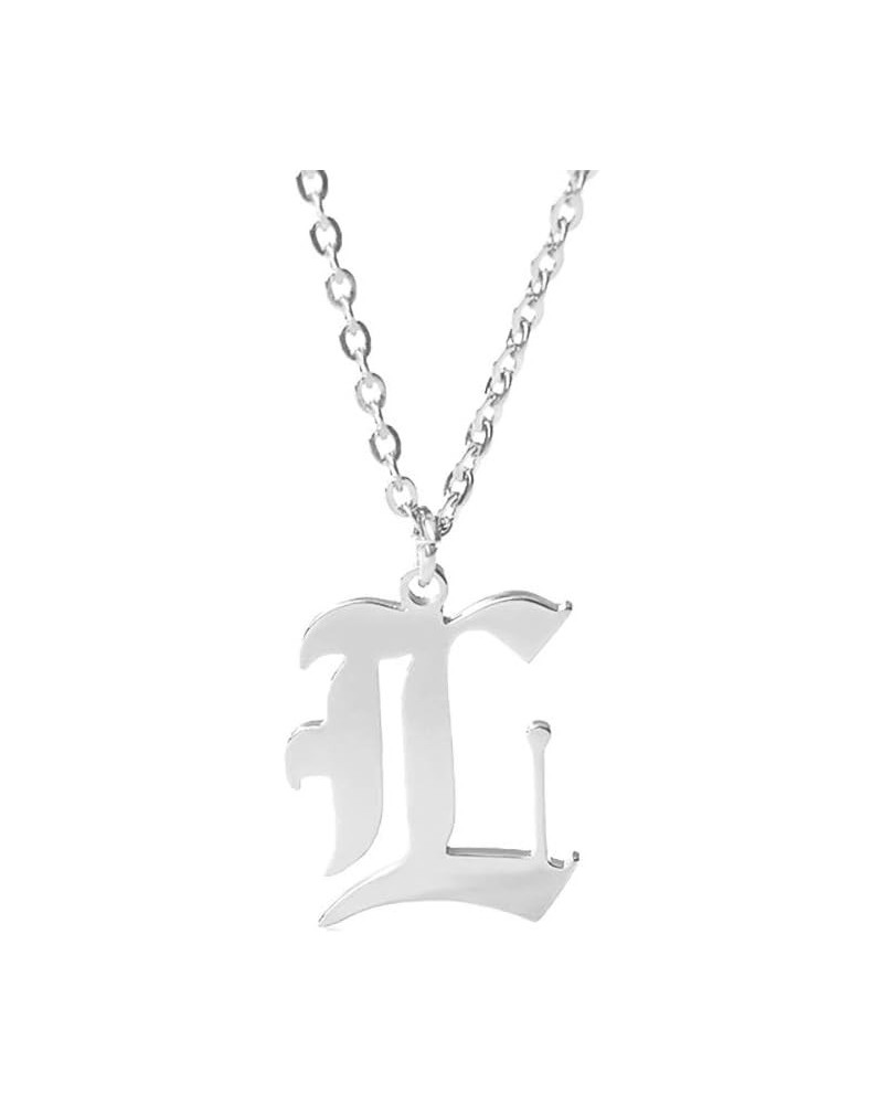 Old English Font Initial Letter Necklace Stainless Steel Alphabet Pendant Birthday Gift for Women MZ-NE-Silver--L $11.26 Neck...