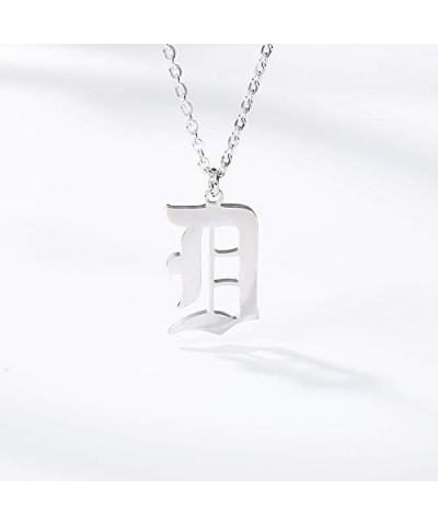 Old English Font Initial Letter Necklace Stainless Steel Alphabet Pendant Birthday Gift for Women MZ-NE-Silver--L $11.26 Neck...