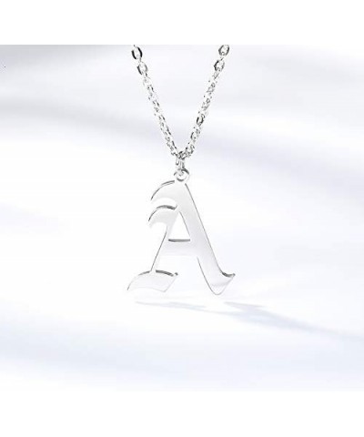 Old English Font Initial Letter Necklace Stainless Steel Alphabet Pendant Birthday Gift for Women MZ-NE-Silver--L $11.26 Neck...