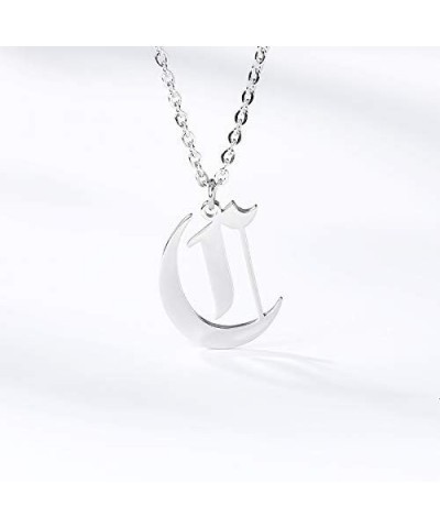 Old English Font Initial Letter Necklace Stainless Steel Alphabet Pendant Birthday Gift for Women MZ-NE-Silver--L $11.26 Neck...