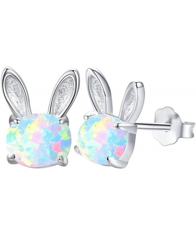 Cute Buuny Ear Shape Earrings Synthetic Opal Star Stud Earrings Petite Earrings Women Gift Earrings Simple Jewelry for Easter...