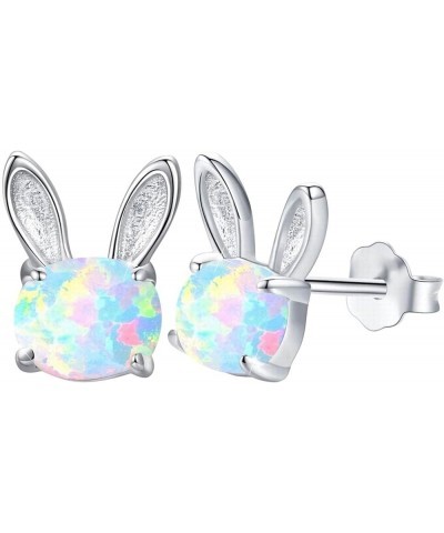 Cute Buuny Ear Shape Earrings Synthetic Opal Star Stud Earrings Petite Earrings Women Gift Earrings Simple Jewelry for Easter...