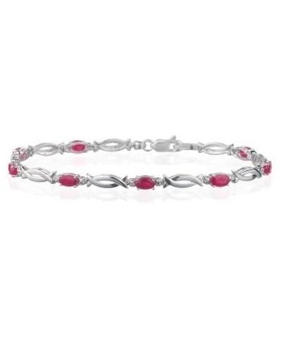 0.01 Cts Diamond & 2.80 Cts Oval Natural Ruby Bracelet- 14K White Gold $410.00 Bracelets