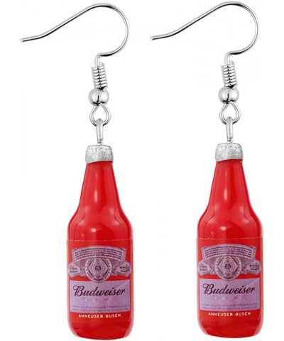 Lovely Beer Mug Dangle Earrings, Cute Beer Bottle Beer Can Drop Earrings for Women Girls Creative Party Jewelry Bottle-red $5...