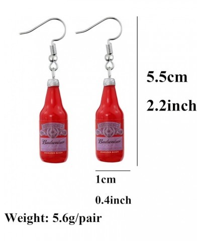 Lovely Beer Mug Dangle Earrings, Cute Beer Bottle Beer Can Drop Earrings for Women Girls Creative Party Jewelry Bottle-red $5...