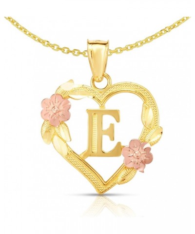 10k Yellow and Rose Gold A-Z Initial Heart Pendant with Optional Necklace E with Necklace $31.24 Necklaces