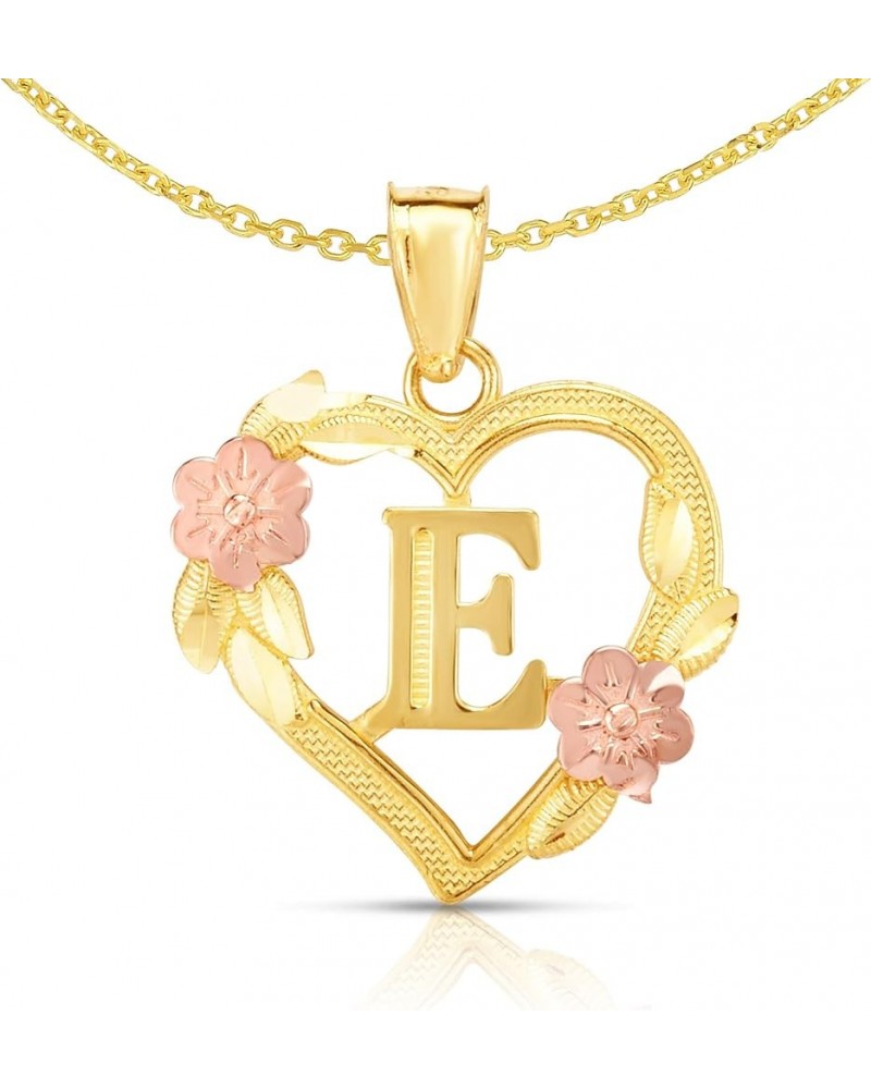 10k Yellow and Rose Gold A-Z Initial Heart Pendant with Optional Necklace E with Necklace $31.24 Necklaces