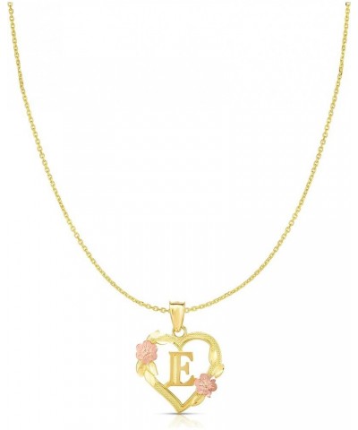 10k Yellow and Rose Gold A-Z Initial Heart Pendant with Optional Necklace E with Necklace $31.24 Necklaces