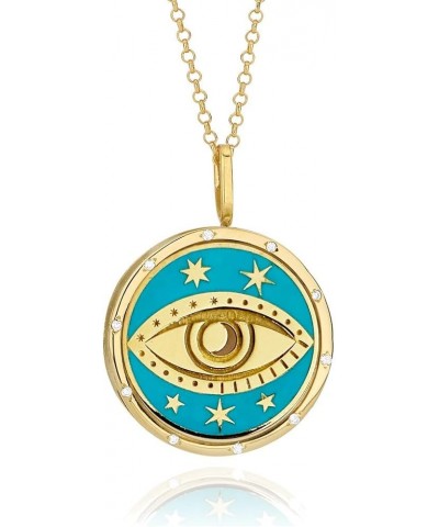 Tarot 18K Gold Plated Titanium Steel Necklace Round Pendant Necklace Moon Sun Necklace Eyes Stainless Steel Necklace Choker C...