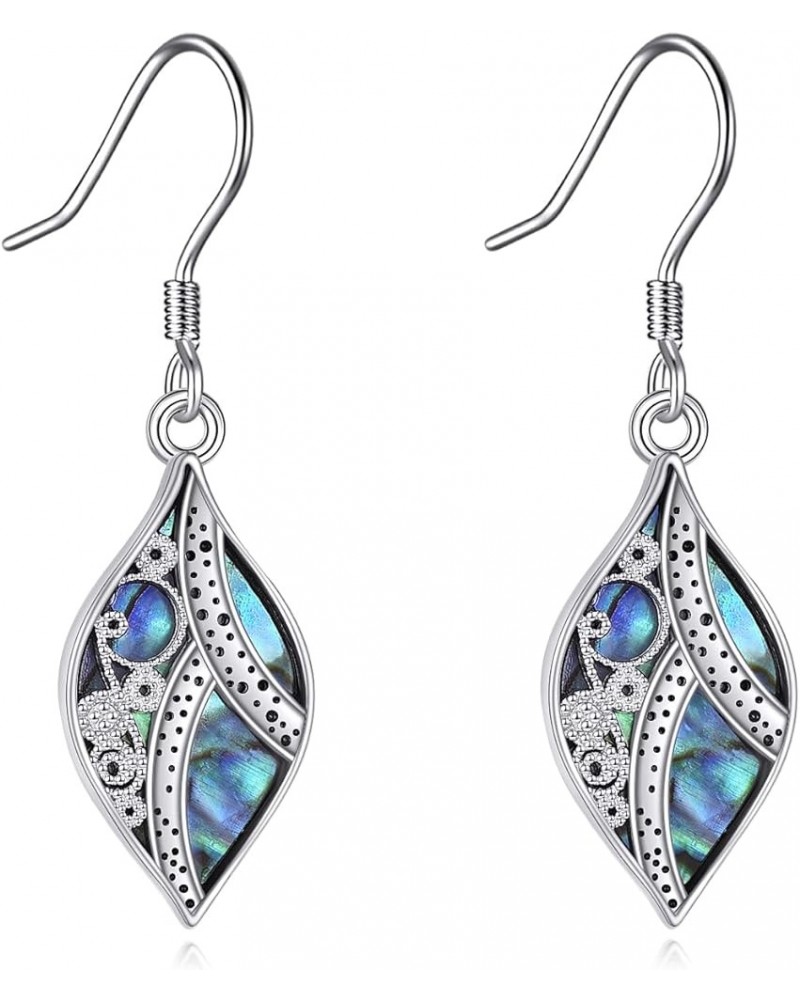 Boho Dangle Earrings with Abalone Turquoise Moonstone 01-abalone $12.71 Earrings