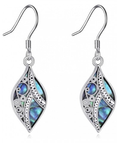 Boho Dangle Earrings with Abalone Turquoise Moonstone 01-abalone $12.71 Earrings