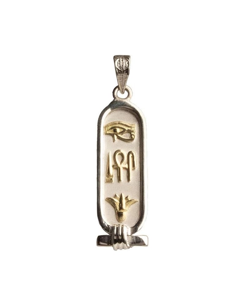 Handmade Health, Life and Happiness Cartouche Pendant - Available in 14K Gold, 18K Gold, Gemstone and Sterling Silver - Hiero...