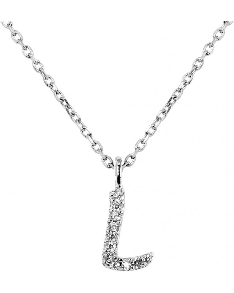 Women Teen Girls Initial Letter Alphabet Tiny Pendant Charm 925 Sterling Silver Cubic Zirconia Made in Korea Initial - L $11....