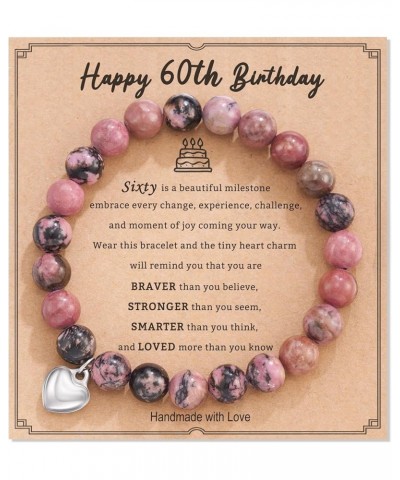 13/16/18/21/30/40/50/60/70/80 Birthday Gifts for Girls Women, Natural Stone Heart Bracelets for Mom Auntie Wife Friend Sister...