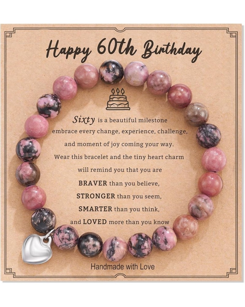 13/16/18/21/30/40/50/60/70/80 Birthday Gifts for Girls Women, Natural Stone Heart Bracelets for Mom Auntie Wife Friend Sister...