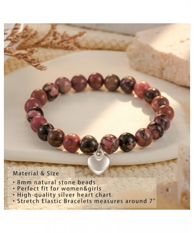 13/16/18/21/30/40/50/60/70/80 Birthday Gifts for Girls Women, Natural Stone Heart Bracelets for Mom Auntie Wife Friend Sister...