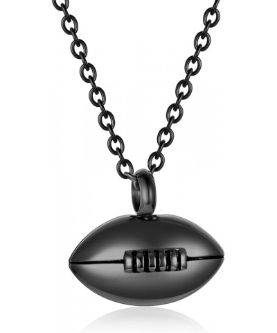 Rugby Urn Necklace for Ashes Sport Cremation Jewelry Stainless Steel American Football Memorial Urn Necklace Pendant for Wome...