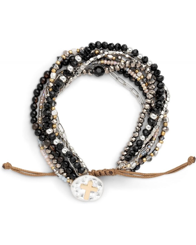 DEMDACO Beaded Love One Size Glass and Metal Charm Bracelet Black Beaded $23.34 Bracelets