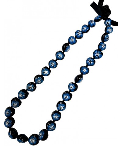 Kukui Nut Necklace Lei - Blue Hibiscus Flower $10.07 Necklaces