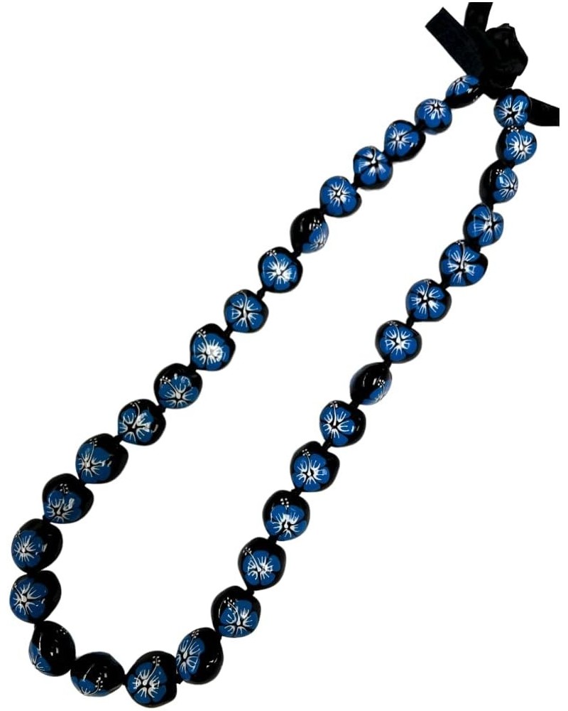 Kukui Nut Necklace Lei - Blue Hibiscus Flower $10.07 Necklaces