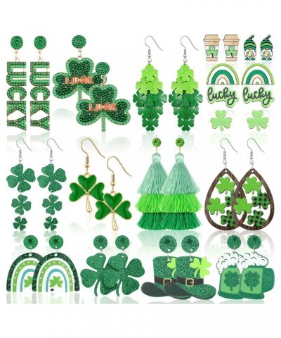 16 Pairs Easter Earrings St. Patrick's Day Earrings Irish Shamrock Bunny Dangle Earrings Clover Earrings for Women(Shamrock S...