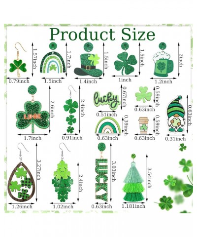 16 Pairs Easter Earrings St. Patrick's Day Earrings Irish Shamrock Bunny Dangle Earrings Clover Earrings for Women(Shamrock S...