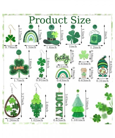 16 Pairs Easter Earrings St. Patrick's Day Earrings Irish Shamrock Bunny Dangle Earrings Clover Earrings for Women(Shamrock S...