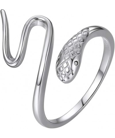 Women Cat Ring 925 Sterling Silver 18K Gold Plated Cat on The Moon Cute Wrap Ring Adjustable Snake Silver $11.21 Rings