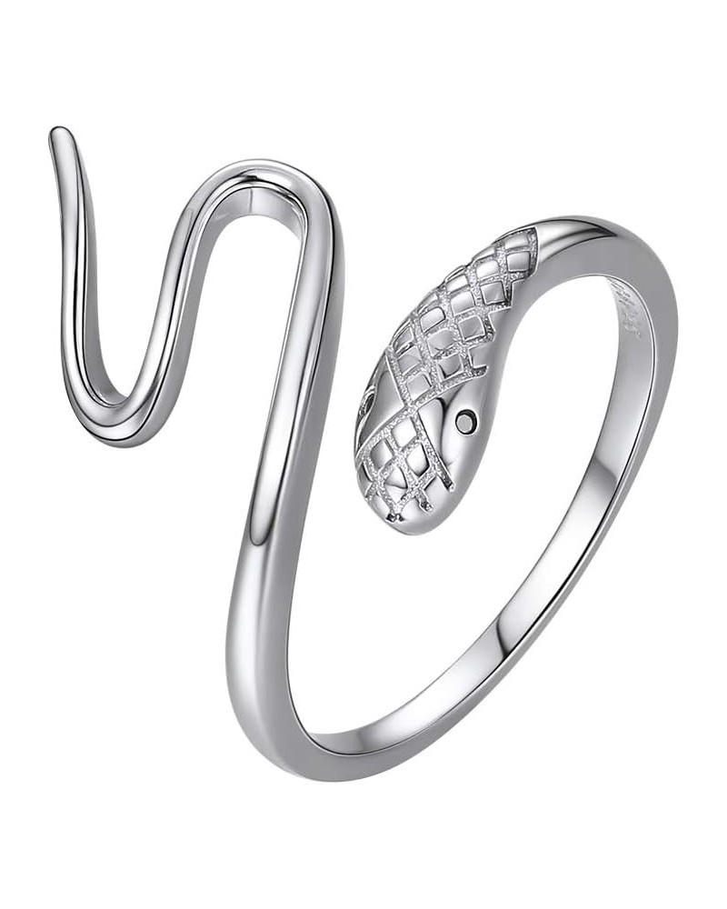 Women Cat Ring 925 Sterling Silver 18K Gold Plated Cat on The Moon Cute Wrap Ring Adjustable Snake Silver $11.21 Rings