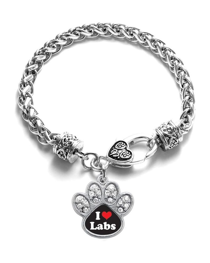 Silver Pave Paw Charm Bracelet with Cubic Zirconia Jewelry I Love Labs $11.59 Bracelets