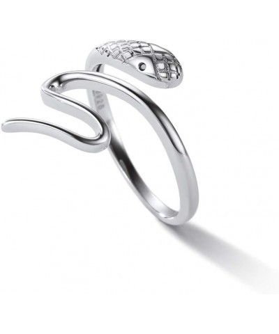 Women Cat Ring 925 Sterling Silver 18K Gold Plated Cat on The Moon Cute Wrap Ring Adjustable Snake Silver $11.21 Rings