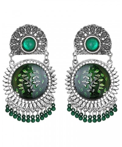 Afghani Partywear Indian Oxidized Silver Enamel Work Drop Dangle Jhumka Designer Earrings for Women and Girls $10.82 Earrings