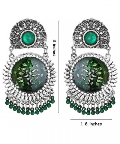 Afghani Partywear Indian Oxidized Silver Enamel Work Drop Dangle Jhumka Designer Earrings for Women and Girls $10.82 Earrings