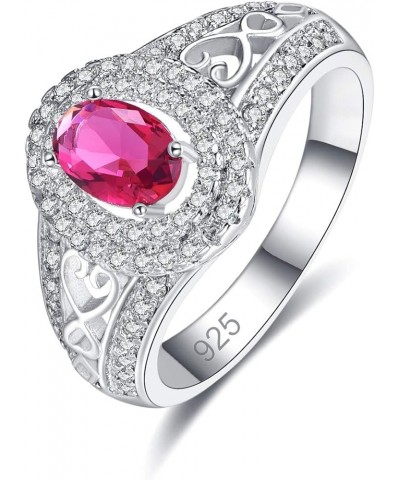 925 Sterling Silver Marquise Cut Created Tourmaline Filled Ring Band for Women D-Red $4.79 Rings