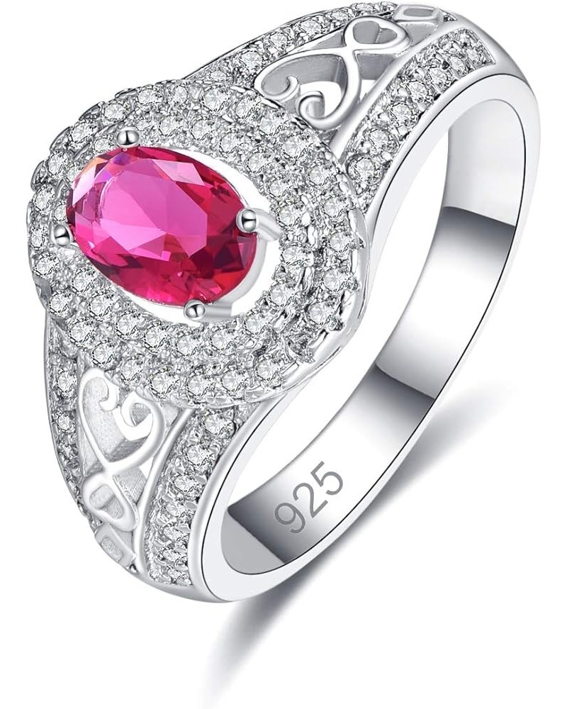 925 Sterling Silver Marquise Cut Created Tourmaline Filled Ring Band for Women D-Red $4.79 Rings