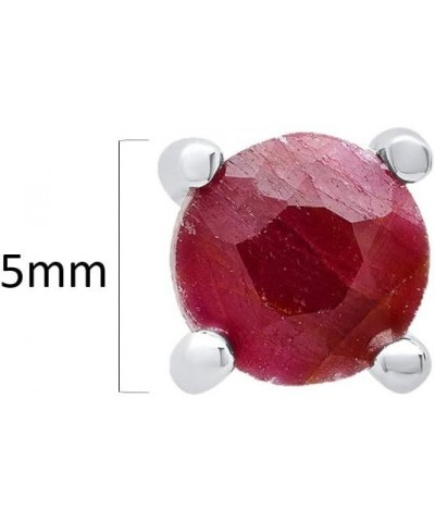 925 Sterling Silver Gemstone Round Stud Earrings for Women 5mm Birthstone with Push Backs Ruby $19.95 Earrings