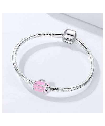 I Love to Travel Charm Luggage Suitcase Love Coffee Cup Enamel Bead for Pandora Bracelet Pink luggage $8.84 Bracelets