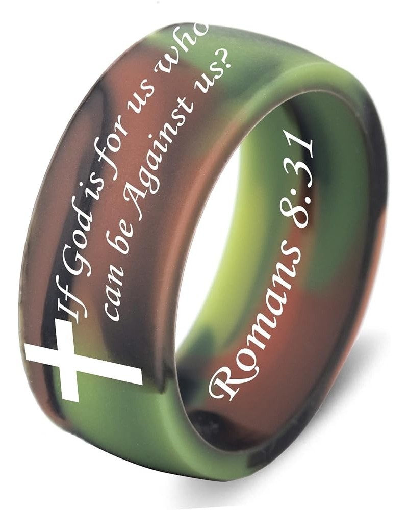 SHNIAN Cross Silicone Ring Broad Index Finger Band Christian Pray Jewelry Scripture Ring Comfortable Fit - Customize Bible Ve...