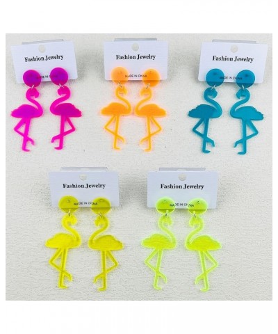 Colorful Transparent Acrylic Flamingo Dangle Drop Earrings Lightweight Cartoon Resin Flamingo Animals Earrings for Women Girl...