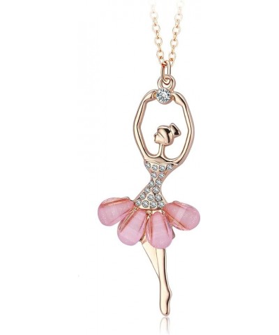 Ballerina Ballet Necklace for Women Dance Girl Rose Gold Exquisite Shimmer Pendant Jewelry Rose Gold $10.99 Necklaces