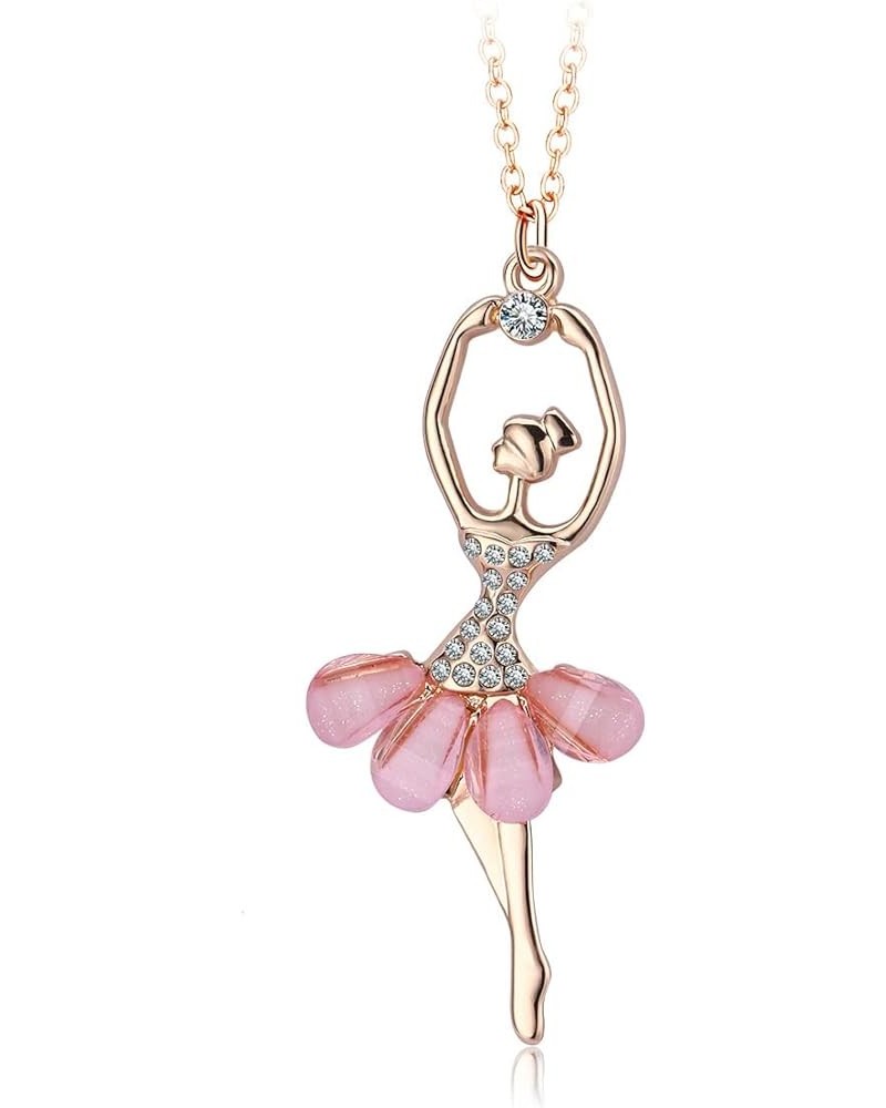 Ballerina Ballet Necklace for Women Dance Girl Rose Gold Exquisite Shimmer Pendant Jewelry Rose Gold $10.99 Necklaces