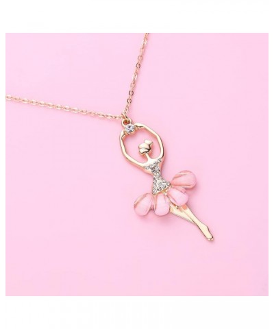 Ballerina Ballet Necklace for Women Dance Girl Rose Gold Exquisite Shimmer Pendant Jewelry Rose Gold $10.99 Necklaces