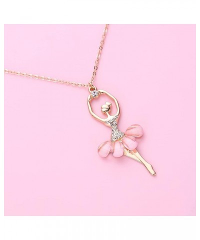 Ballerina Ballet Necklace for Women Dance Girl Rose Gold Exquisite Shimmer Pendant Jewelry Rose Gold $10.99 Necklaces