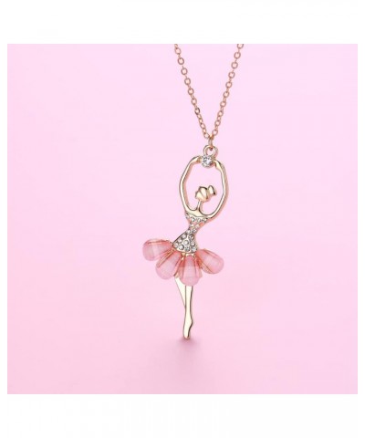 Ballerina Ballet Necklace for Women Dance Girl Rose Gold Exquisite Shimmer Pendant Jewelry Rose Gold $10.99 Necklaces