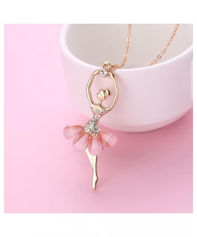 Ballerina Ballet Necklace for Women Dance Girl Rose Gold Exquisite Shimmer Pendant Jewelry Rose Gold $10.99 Necklaces