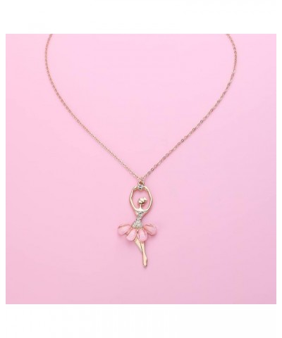 Ballerina Ballet Necklace for Women Dance Girl Rose Gold Exquisite Shimmer Pendant Jewelry Rose Gold $10.99 Necklaces