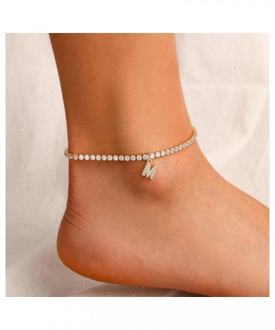 Gold Heart Butterfly Initial Tennis Cuban Ankle Bracelets for Women 14K Gold Plated Initial Charm Gold Anklets for Women Tenn...